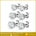 Stainless Steel Purple Round Shaped Cubic Zirconia Ear Studs